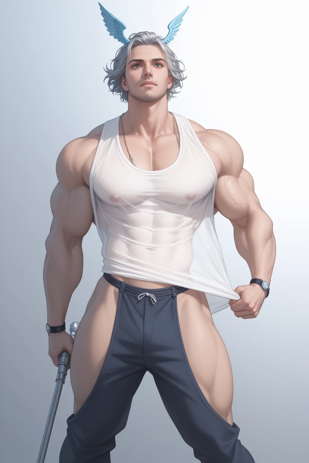 (dynamic lighting), (75mm), (realism), (realistic)), (depth of field), (UHD), (32k), (Mastepiece), (highres, high resolution), (Advanced facial details), (shiny skin), (photorealistic), (dslr), (soft lighting), (high quality), (clearly face), ((full body shot:1.5)), (finely detailed face), (top quality), (Best Quality), 1man (bulging gigantic muscles:1), (Detailed baldness:1), (bald head:1), shirtless, (very low-rise running shorts) with a ((large bulge:1)), Take the whole body, Walking posture Manly, Look at the camera, (Make eye contact), manhood posture, Manly deportment, Have morals, masculinity, manhood, very detailed facial parts, very detailed neck, Manly, waterfall background, happy expression, professional photos, soft focus, very detailed, Ultra high resolution, perfect anatomy, The body is very symmetrical, Highly detailed, detailed face, Detailed eyes, proportional eyes, very detailed mouth, Leaky abdomen, thin, small waist, realistic, human skin, handsome chad chin, Be a man, human skin, handsome, charming, Photo taken from the front, perfect composition, very detailed hands, very detailed fingers,