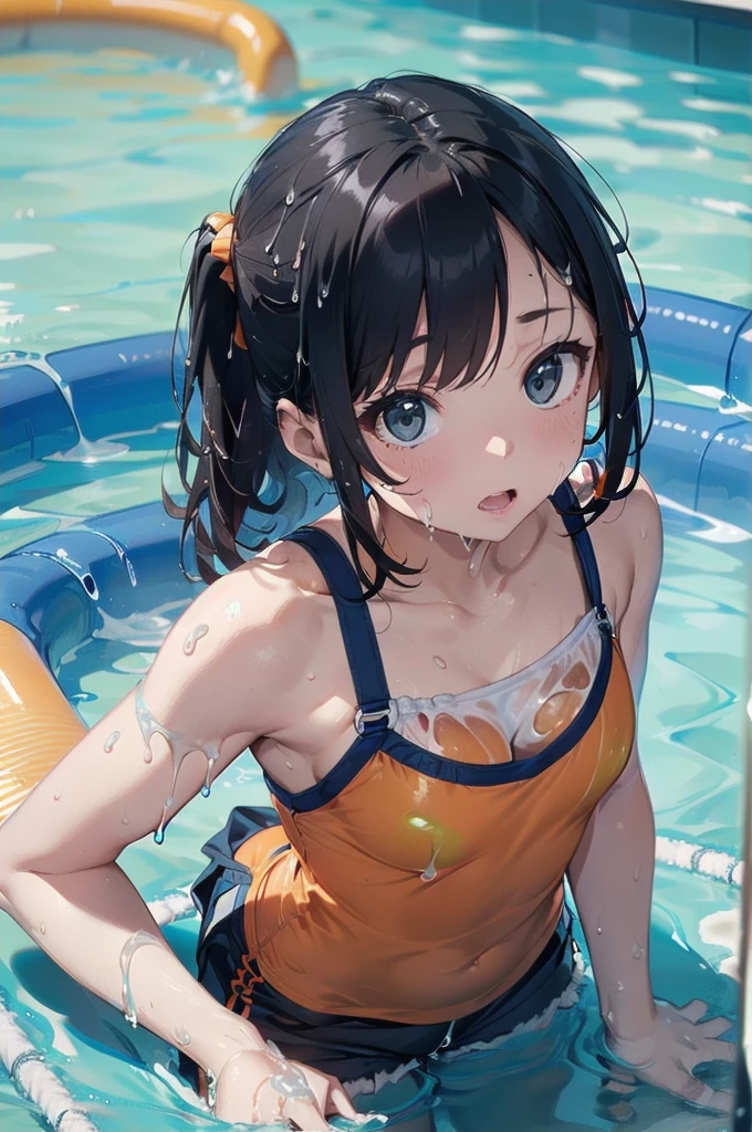 (masterpiece、Highest quality、Highest quality、Official Art、Beautiful and beautiful:1.2)、(One girl:1.3)Hatsune Miku、Twin tails,Beautiful breasts,(masterpiece, Highest quality;1.3), Very detailed , takagi1, throw, One girl, View your viewers, Black Hair, short hair,Purple eyes, swimming,
Blue ruffled swimsuit, smile,Symbolism,Short black shorts, From above,Ahoge,
Pool