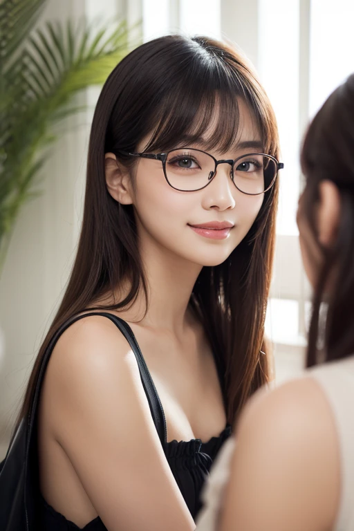 a cute chinese girl in glasses, wearing underwear, extremely detailed facial features, intricate clothing textures, photorealistic, 8k, masterpiece, beautiful detailed eyes, beautiful detailed lips, extremely detailed eyes and face, long eyelashes, dynamic pose, soft warm lighting, cinematic composition, vibrant colors, realistic shading, hyper realistic,