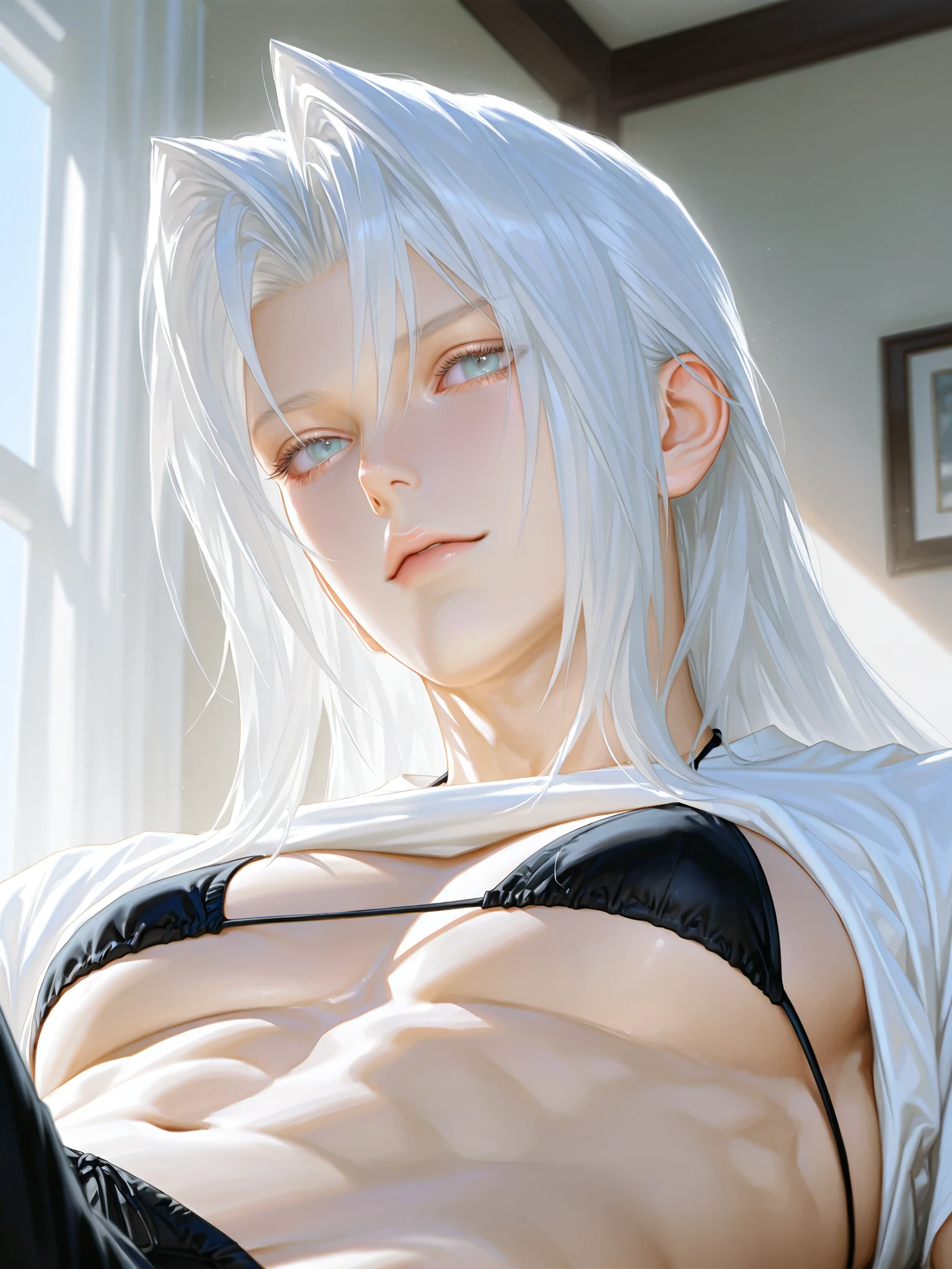 Marble statue of the goddess of the moon、silber hair、A detailed face、Silver hair covers the chest、Focus on the face、masterpiece、highcontrast、cinematlic lighting、Detailed shading、top-quality、Top image quality