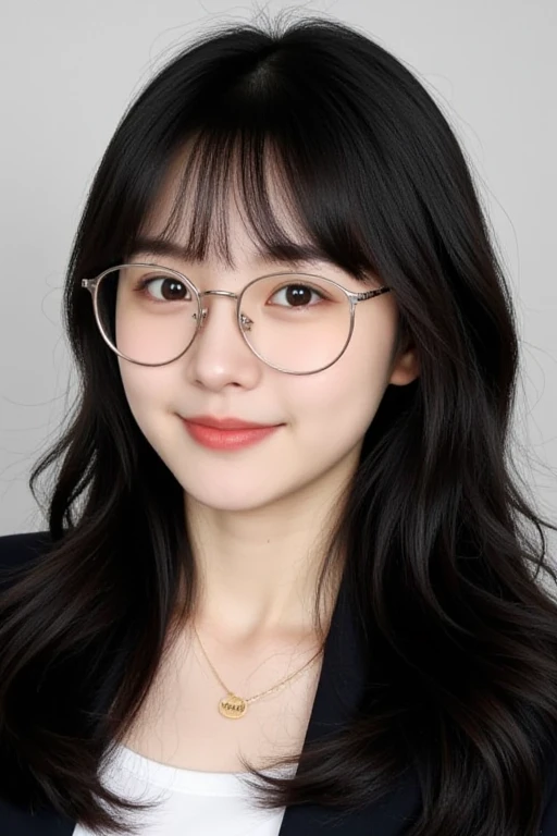 cute dark toned Chinese girl wearing glasses in jeans