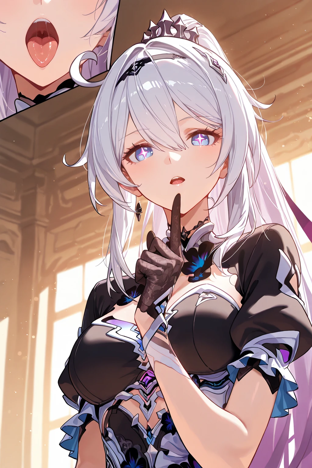 1girl,
BREAK ((fireflycus, hairband, hair ornament, grey hair, :1))
BREAK ((flat chest,idol dress,flustered,blushing,red:1.5))
BREAK indoors,
BREAK looking at viewer, 
BREAK (masterpiece:1.2), best quality, high resolution, unity 8k wallpaper, (illustration:0.8), (beautiful detailed eyes:1.6), extremely detailed face, perfect lighting, extremely detailed CG, (perfect hands, perfect anatomy),