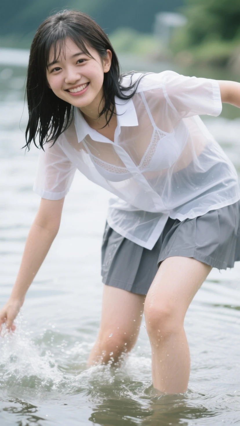 最high quality、high quality、Best image quality、、最High resolution、High resolution、masterpiece、Detailed and realistic human body、Detailed and realistic skin、Realistic face in every detail、Realistic reproduction of every detail、Detailed and realistic lips、Detailed and realistic teeth、Detailed and realistic ears、Detailed and realistic hair、Detailed and realistic weapons、Realistic reproduction of every detail、Realistic fingers in every detail、(Beautiful Hands、thumb1reference4)、Realistic feet down to the last detail、((Beautiful Japanese Girl))、(Japanese Model)、((Cute Japanese Girl))、((Beautiful 18 year old girl))、(Black Hair)、(Straight hair)、(Random Hairstyles)、((Full body video))、((Flat Chest、Small breasts))、(Slim and perfect figure)、(Glossy skin all over、Fair skin)、((School gym clothes))、((Gym clothes similar to volleyball uniforms))、 ((Dark weather even during the day))、((Weather with rain clouds spreading across the sky))、((bad weather))、((Pouring rain))、((In the Storm))、((School Playground))、((Pouring rainの中(A girl standing in the center of the schoolyard))、((Pouring rainを浴びて(Soaked skin from head to toe))、((Rain dripping from the skin))、((Soaked gym clothesを通して彼女の肌がはっきりと見える))、((Soaked gym clothes(Skin-tight gym clothes))、((Rain dripping from gym clothes))