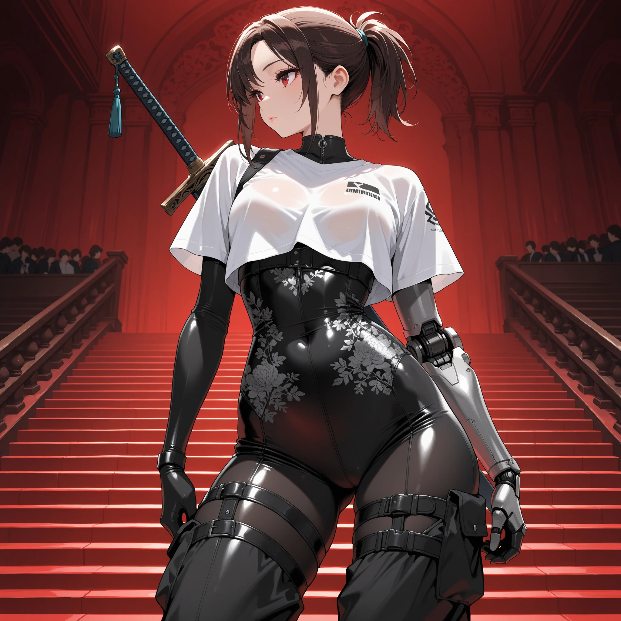 comic storyboard，realistic，3d，Unreal Engine 5，skin texture，anatomically correct,1 beautiful korean lady in a sexy leotard and sexy leggings，solo，legging chain， holding hiny, with a smile, skewering many sausages with metal sticks and drenched with white cream, front view, fullbody， ((Best quality)), ((Masterpiece)), ((Realistic))，UHD，rich background, film shooting, depth of field, Super visual, touch of supernatural horror, insanely terrifying masterpiece，Pink cave, flowing white sticky lotion, flowing down in strands，,body glow，Glowing Line，fluorescence,Glow Example，Tracking example，flash， Backlight，translucent，light particles，Strange schizophrenic imagery fills the room, showing an eerie blood-red starry sky pattern and the walls are liquid