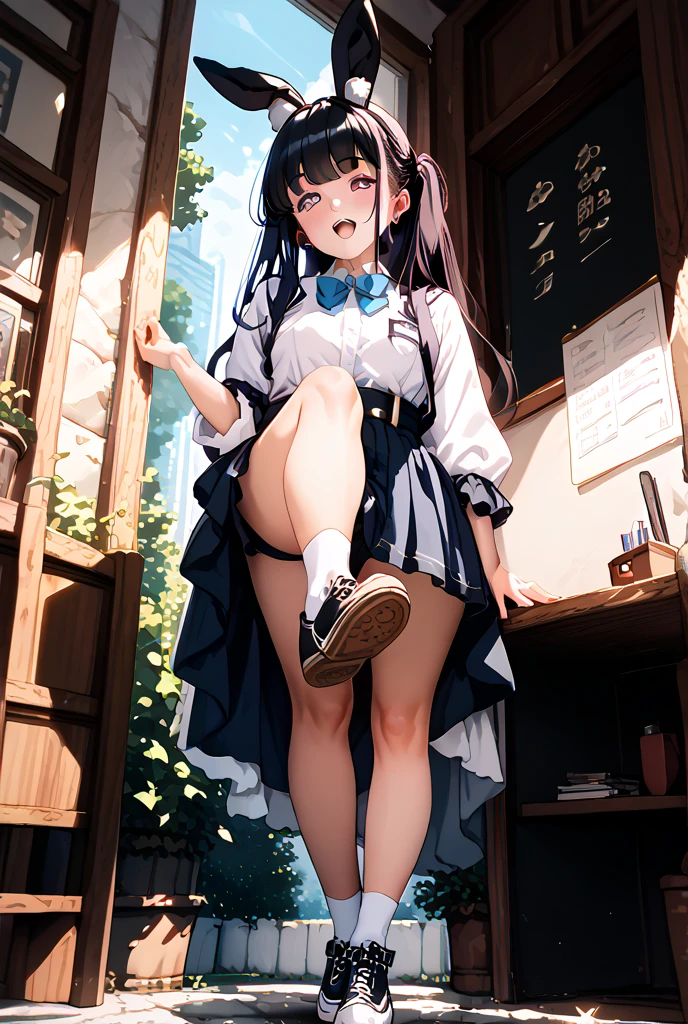 best quality, ultra-detailed, masterpiece,finely detail, high res, 8k wallpaper, best quality, highres, looking up from below, ((a girl, 8years old, loli)), bottomless, lift up skirt, casual dress, blush, crowded room,, BREAK (masterpiece:1.2), (illustration:0.8), extremely detailed face, perfect lighting, extremely detailed CG, (perfect hands, perfect anatomy), (masterpiece, best_quality, ultra-detailed, immaculate:1.3), epic, illustration, render, .,Blue-purple hair, green eyes,