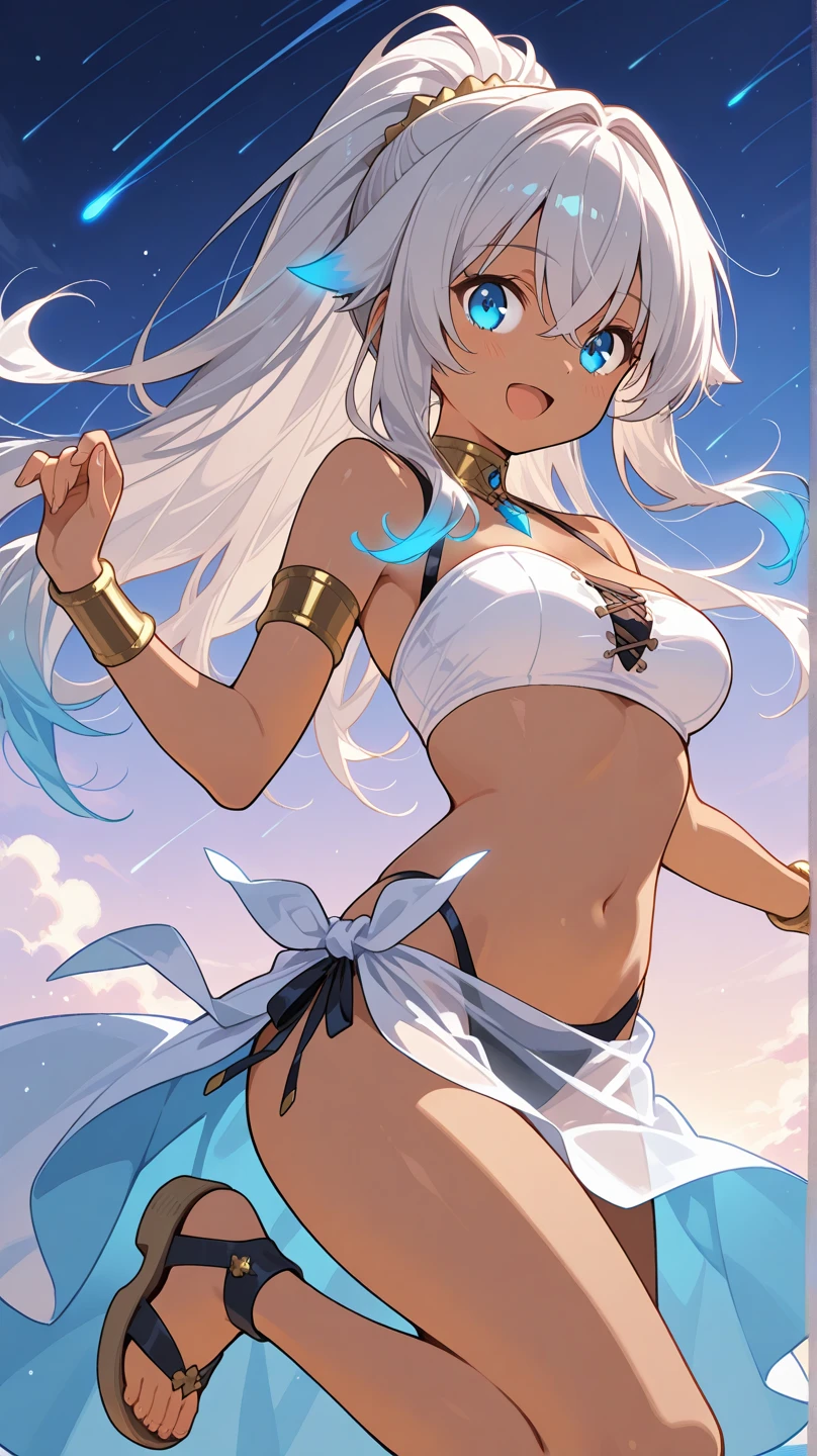 Iooiklas,Platinum Blonde Hair,Twin tails, hair ornaments, White Dress, Black knee socks,
Removable sleeves,Complex eyes,Beautiful fine details,Symmetrical eyes,Big eyes:1.5,Seductive eyes,
(((dark skin,dark_skin,lustrous skin:1.5,bright skin: 1.5,
skin tanned,shiny skin,very shiny skin,Shiny body,plastic glitter
skin,exaggerated shiny skin,illuminated skin))),
(,Detailed body,(Detailed face)), cute,Lewd,erotic,Bold,Camel toe revealing outfit,show skin,(((Sexy aqua fur coat, Aqua fur coat outfit,汗をかいたskin,Shy laugh,Open your mouth,
wearing a Ice Dress:1.3,aqua 冬 coat))), ((Ice Dress,elegant Ice Dress)),
(White gloves,White clothes,(((Complex outfit,Complicated clothes,Embroidered costume,Glamorous costumes,Embroidered clothes,
Glamorous clothing))),skinsuit, Bodysuits, pantyhose,
High resolution,Sharp focus,(Super detailed,Very detailed),(Very detailed CG unity 8k wallpaper),
(((Vibrant colors))),
Dancing, swing , Step forward strongly, Lift your legs,
floating, Twisted body, floating hair, Fluttering Hair, (A face with attention to detail, Very detailedな目),
(SFW:1.25), Belly dance, Arabian, Clothing and accessories with intricate detailing,
See-through clothing, Mesh robe, Great festival show,
Sexy Dance, Lean back, Show your crotch, View your viewers, Sexy smile, Dutch Angle,
From below, Side view, floating extra slingshot swimsuit, splash, Bokeh,
extra floating slingshot swimsuit,Beyond the Clouds, Surrounded by water, reflection,Breathtakingly beautiful clouds,Beach,