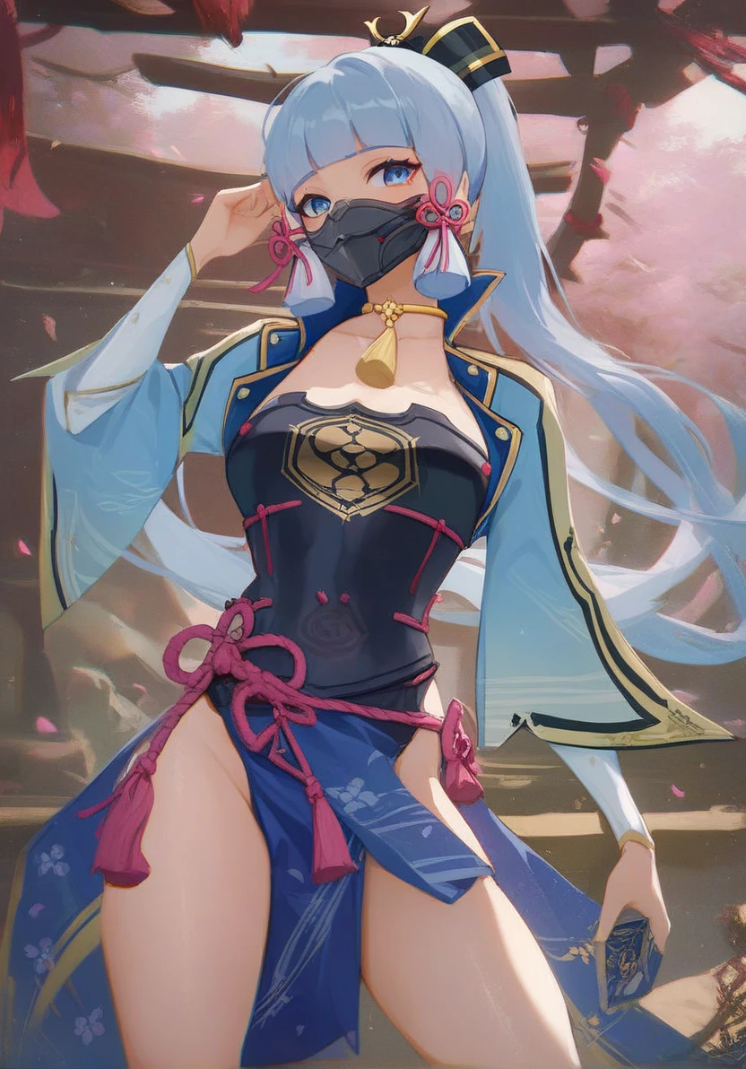 white cuffs, blue purple hair color.