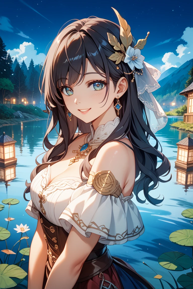 1 girl, serene expression, mesmerizing eyes, straight long hair, flowing dress, poised posture, porcelain skin, subtle blush, crystal pendant
BREAK
golden hour, (rim lighting):1.2, warm tones, sun flare, soft shadows, vibrant colors, painterly effect, dreamy atmosphere
BREAK
scenic lake, distant mountains, willow tree, calm water, reflection, sunlit clouds, peaceful ambiance, idyllic sunset, ultra detailed, official art, unity 8k wallpaper
, zentangle, mandala