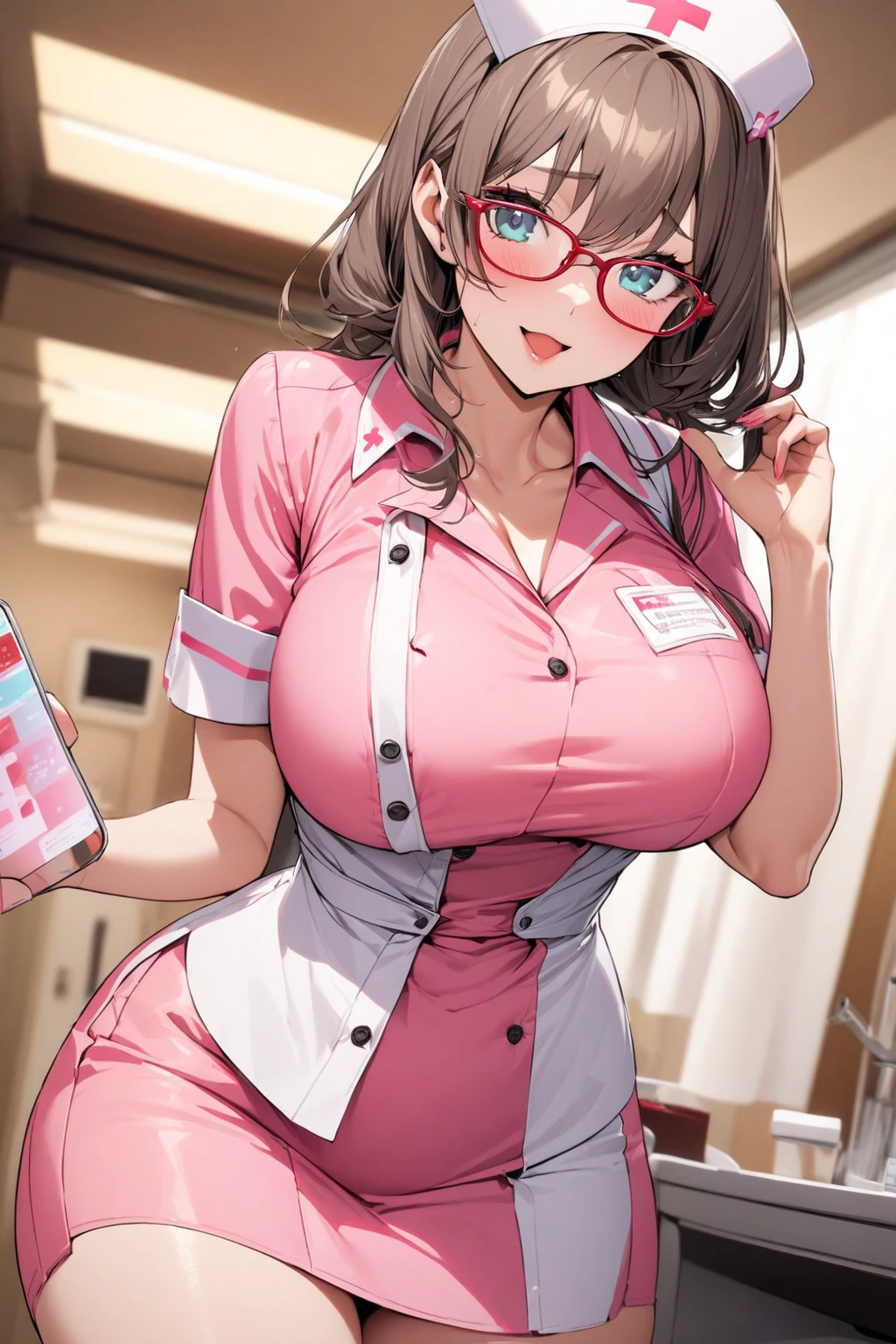 Beautiful Mature Woman、eye glass、nurse、nurse、hospitals、meaty、Glamour、Put your on the desk、Upper body only
