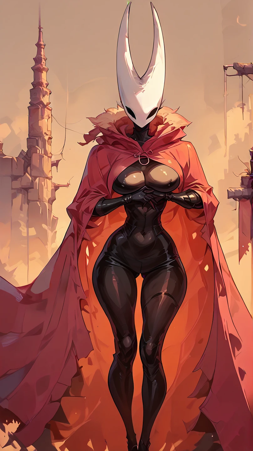Hornet, thicc, naked, red cape, masturbiert, zeigt sexy bein, highheelboots, spreads her butthole , looks at the Camera, touches her butthole, Big breasts, nipples, muscular, muscular female, abs