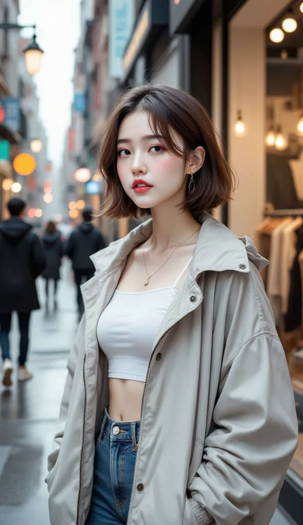 ((masterpiece)), ((highest quality)), (super detailed), ((cute)), cute, (Lovely), ((sexy)), (device), ((very detailed)), 4k, (8k), highest quality, (beautiful), figure, dynamic angle, in the middle, fold your arms, forest, evening, Beautiful woman, alone, warrior, (cold weather gear:1.3), beautiful blue hair, beautiful brown eyes, ((beautiful eyes)), long hair, white teeth, lip, hair ornaments, earrings, necklace, blush, Lens flare, shiny,bob cut hair,