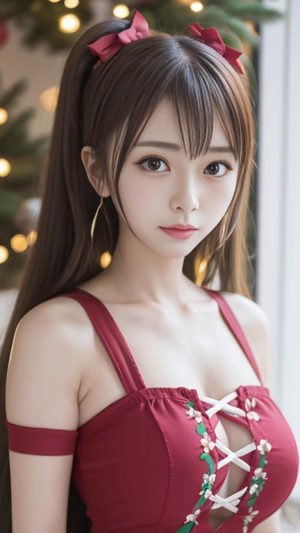 (christmas), (chistmas room), ( christmas decor) araffe with pink hair and bunny ears sitting on a bed, angelawhite, belle delphine, anime barbie in white stockings, ultrarealistic sweet bunny girl, very very kawaii, japanese goddess, the bunny has pink fur, smooth pink skin, with bunny ears, ahegao, sitting on her bed, lit from behind, perfect white haired girl, amouranth