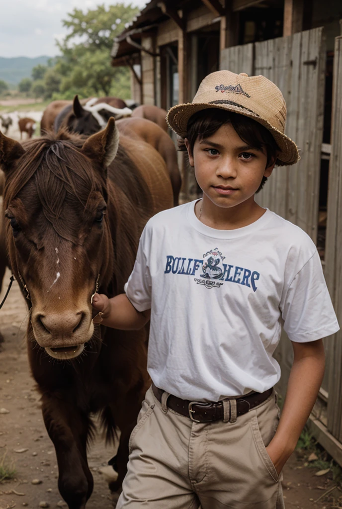 ((best quality)), ((masterpiece)), (detailed), a boy, with many cows, in the greenfield