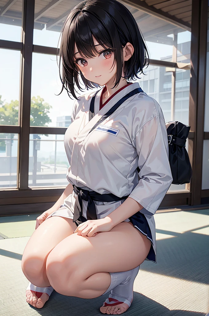 Best image quality, Japanese Classroom, White underwear, Show your ass, Embarrassed face, solo, woman, Black Hair, Bob Hair