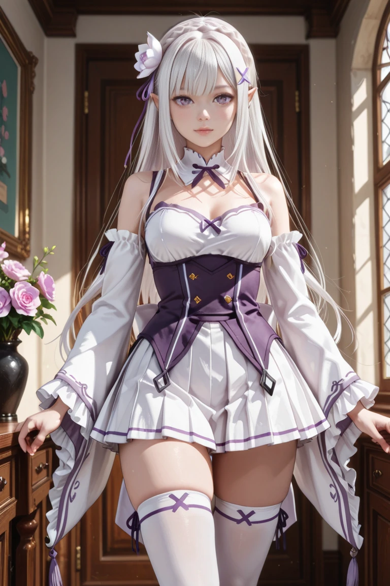 Arad woman in white and purple dress poses for a photo, 8K high quality detailed art, 8k octae render photo, 2. 5 D CGI anime fantasy artwork, Smooth anime CG art, photorealistic anime girl rendering, Detailed digital anime art, [ 4 K digital art ]!!, 3 D rendering character art 8 K, anime highly detailed