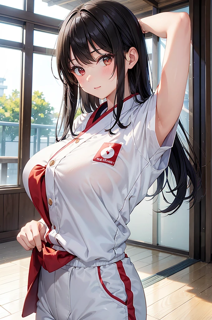 realisticlying、Real adult women、Wear upper and lower judogi、Cleavage emphasis、judo hall、Smile、A sexy
