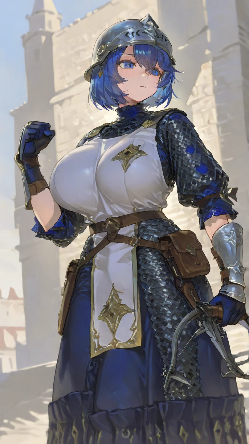 a portrait of a curvy woman random big cleavage an NPC for a medieval RPG wearing medieval attire in a medieval art RPG art a rough detail art