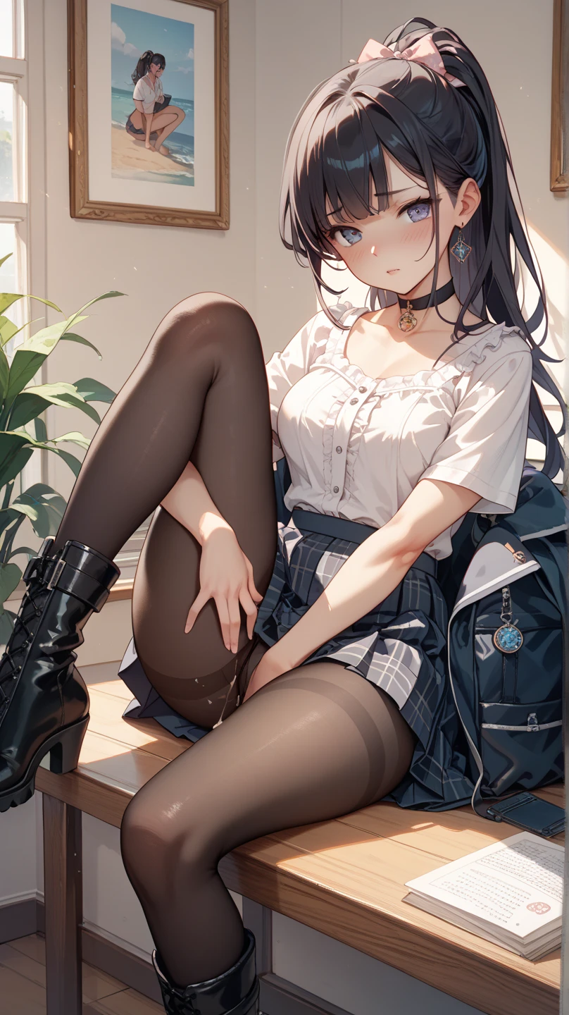 (masterpiece, Highest quality:1.2), Complete human body, Perfect Anatomy, One beautiful girl, Cute S, Chibichara, too young girl, Cute face, Small breasts, Small breasts, Flip up skirt, Not wearing panties, show off her pussy, I want you to touch my pussy, Boldly open your legs, Student uniform that seems to come off, Immoral Eros, I'm feeling sexual desire for the first time, Hymen, A lewd act only shown to you, Very embarrassed, But I'm excited,