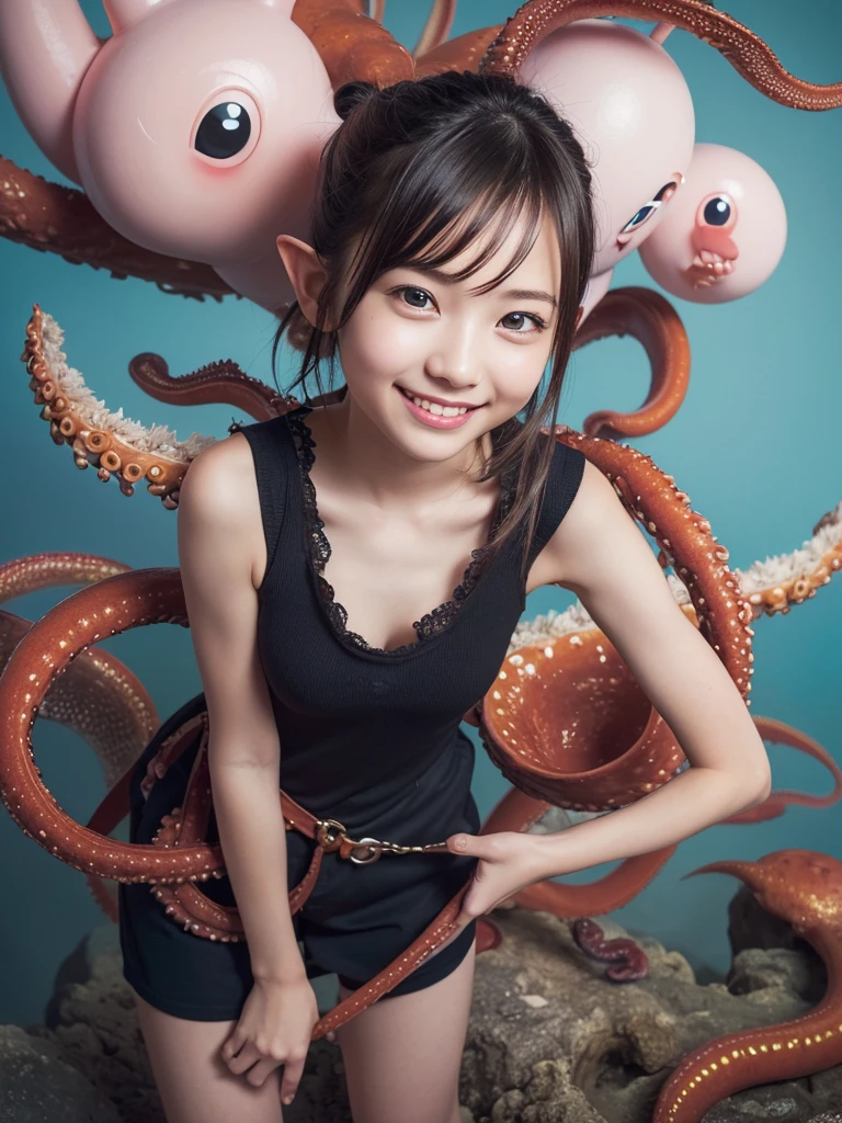 Primary school students,Tentacles,Entangled,Tentaclesに責めらている,Dripping,Torn clothes,In the mouth,,train