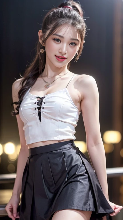 ((midnight, need, 8K, tmasterpiece:1.3)), A whole body, Long legs, Focalors:1.2, Plump body，perfect figure beautiful woman:1.4,((Dark brown hair, hugetits:1.2 )), (Low-cut white T-shirt, Deep V white T-shirt，Skinny white T-shirt，blackstockings，short  skirt), ((Nightclub，Karaoke)), crowd of，Highly detailed facial and skin texture, detailed eye, 双眼皮，wears glasses，ample breasts，Smile with，Bigger breasts, Wavy hair，ample breasts，Get wet，Sweat profusely，Red lips，Wear earrings，wearing a choker，Wear a bracelet，orgy，Rejoice，Hot dance，Perfect chest shape，drink，vibrancy，Heaty，wildness