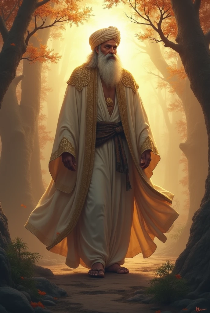"Masterpiece, ultra detailed, illustration of the best quality of Moses barefoot man and the Burning tree as described in Exodus. They depict an intense and illuminating scene of divine presence and revelation. Show Moses in awe of the burning bush and the beauty of God's holiness. Use dynamic angles and lighting to capture the intense emotions of this moment. [Incorporation: biblical, spiritual, religious]"