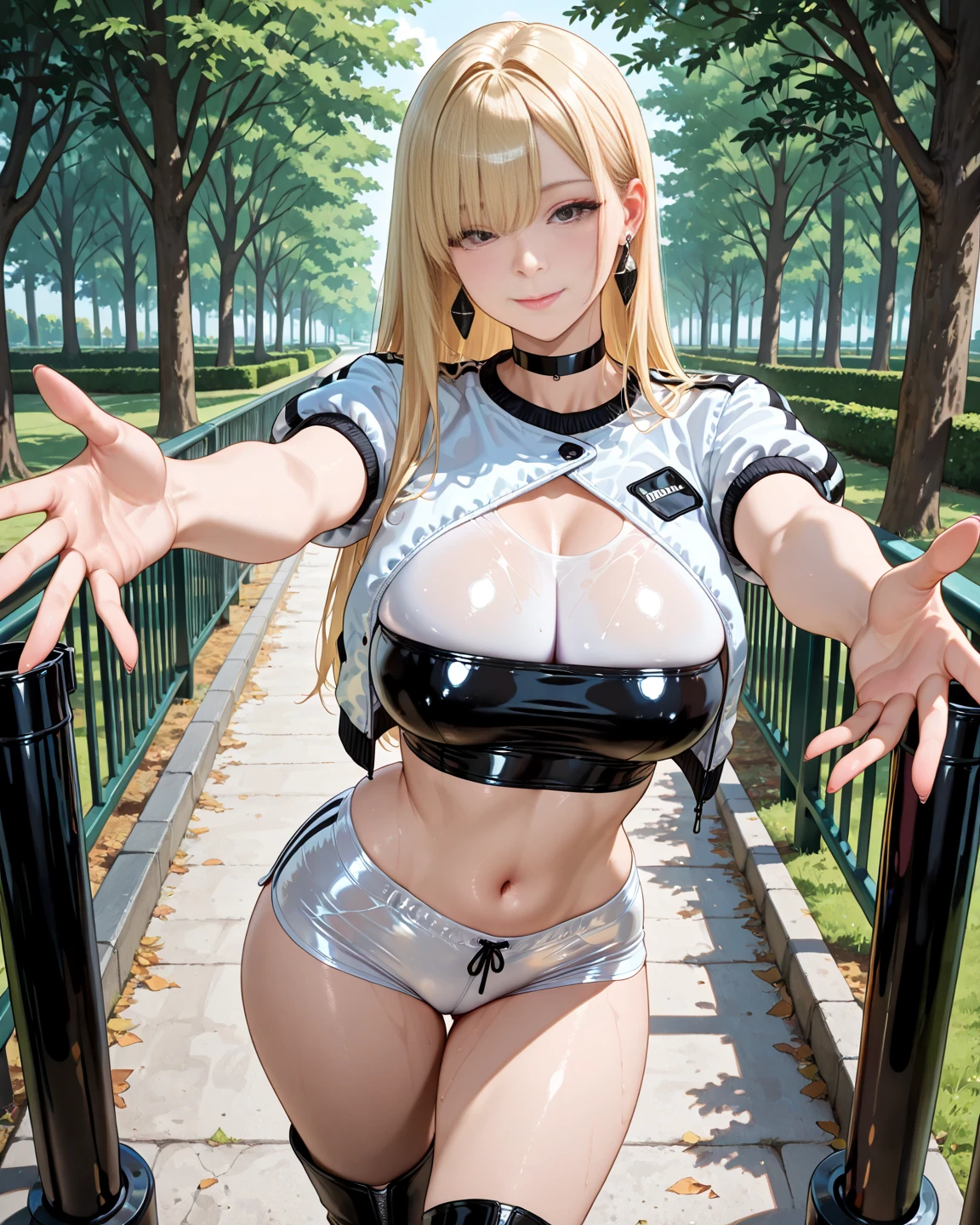 {best quality}, {very aesthetic}, {ultra-detailed}, {best illustration}, 1 boy and 1girl are having sex, standing doggy, from front, ahegao, huge breast, slender waist, nsfw, penis, knee high socks, (skindantation:1.4), (gleaming skin:1.2), (excessive cum:1.3),