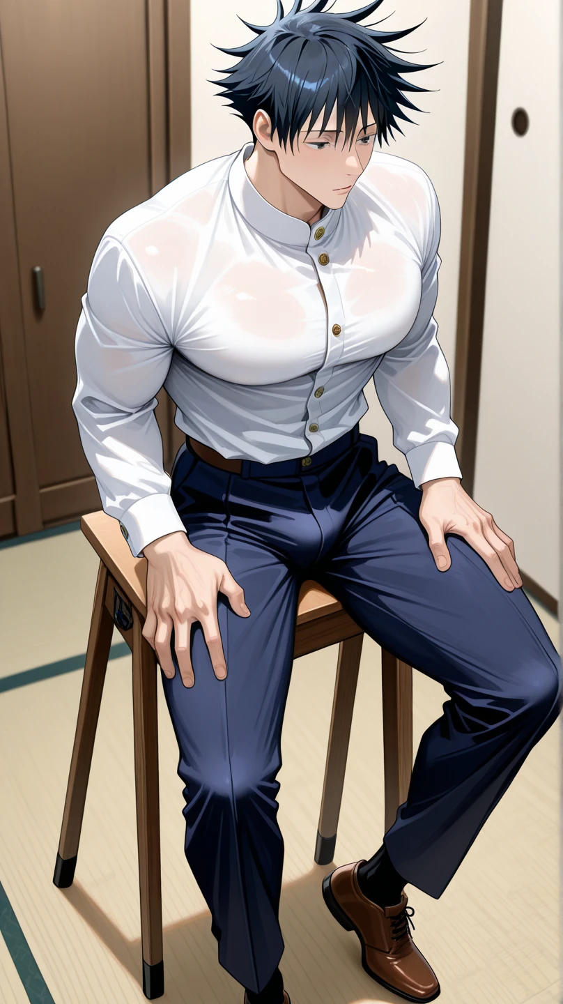 age 55，Kogoro Mouri，uncle，Tong，Bulge，Sitting in the office，Black short stockings，Slip shoes