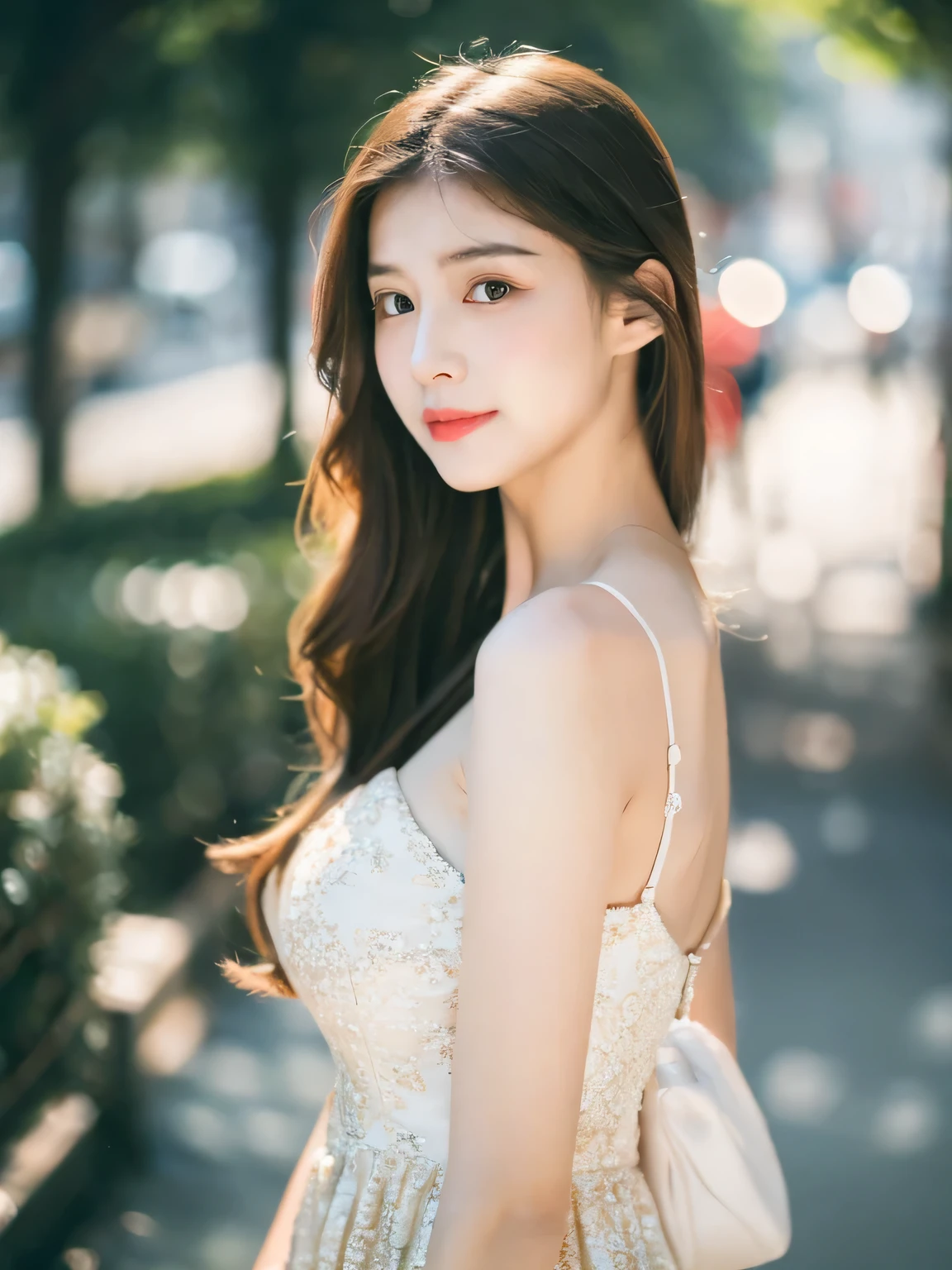 a close up of a woman with long hair wearing a dress, a photorealistic painting by Lü Ji, trending on cg society, computer art, beautiful asian woman, beautiful south korean woman, asian beautiful face