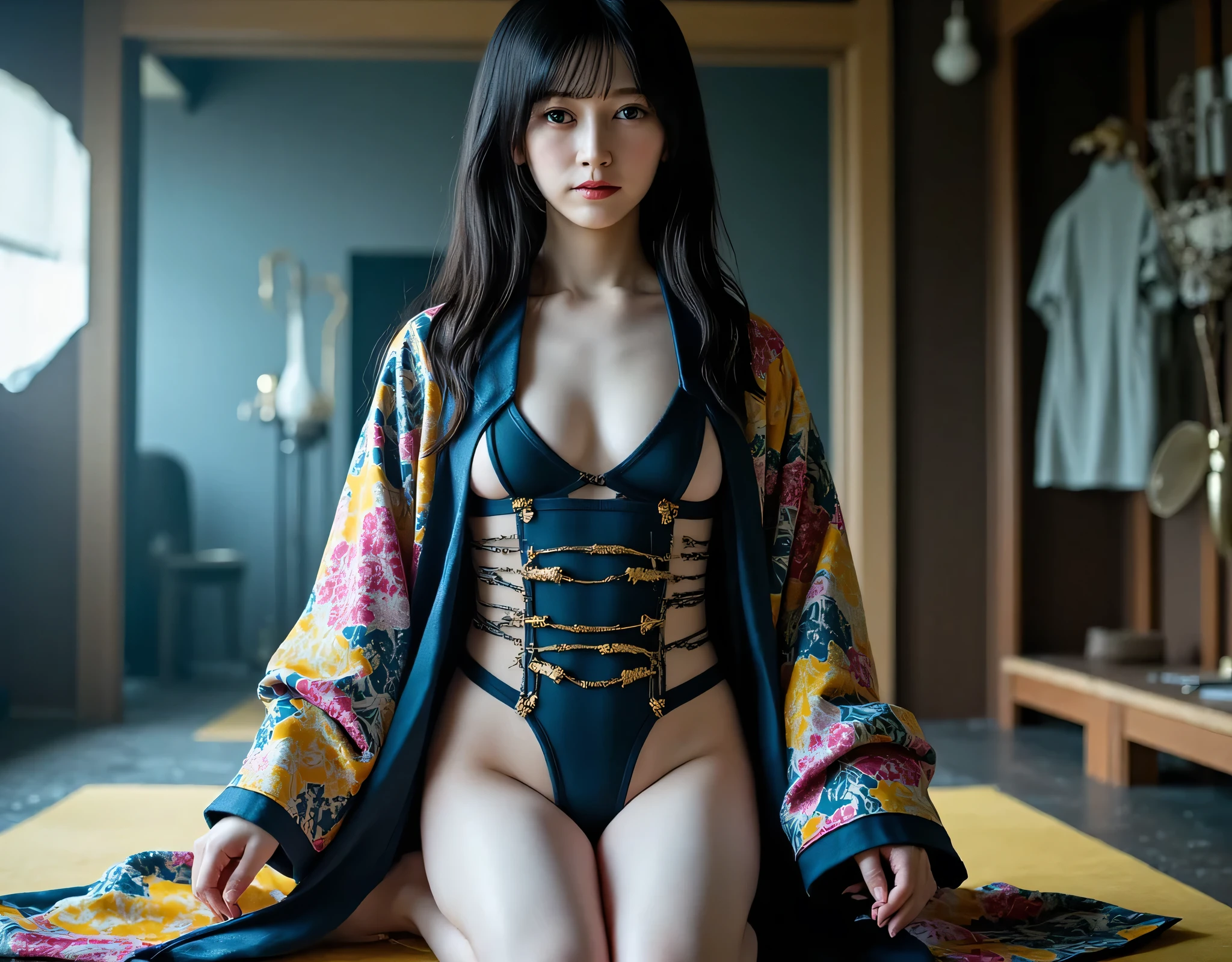 Ultra-high resolution photos、Medically accurate human body、Young model、Very very short、round face、Small breasts、smile、A Japanese man with a very young face、solo、No makeup、Full body description、On the bed、Very very young face、very young body、Very very erotic expression、Splits、Shibari bondage with hemp rope in Japan