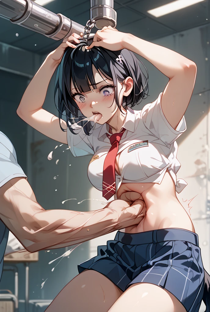(masterpiece:1.5),(best quality:1.5),(8K:1.2)、(ultra detailed:1.2),(realistic:1.3),(ultra high resolution:1.2),(highest detailed and realistic skin:1.3),(highest detailed and beautiful slant eyes:1.2),(in the training gym:1.3),(beautiful sunlight from window),(man having hard sex from behind:1.5),(gangbang:1.5),(intercourse with a man:1.3),(slender body),(beautiful eye liner),(beautiful eye shadow),natural color lip,(torn sports leggings:1.2),break,(silver asymmetric short side braid medium hair:1.3),break,(medium breasts),break,ring earrings,(serious:1.2),(sweat:1.5),(wet:1.3),(facing forward:1.2),shot from above,(ecstasy:1.5),(slut:1.0),(vulgarity:1.0),(fucked silly:1.1),(steam:1.1),(trembling:1.5),(tears:1.1),(drooling:1.2),(sweat:1.3),(drunken eyes:1.4),(high angle shot),