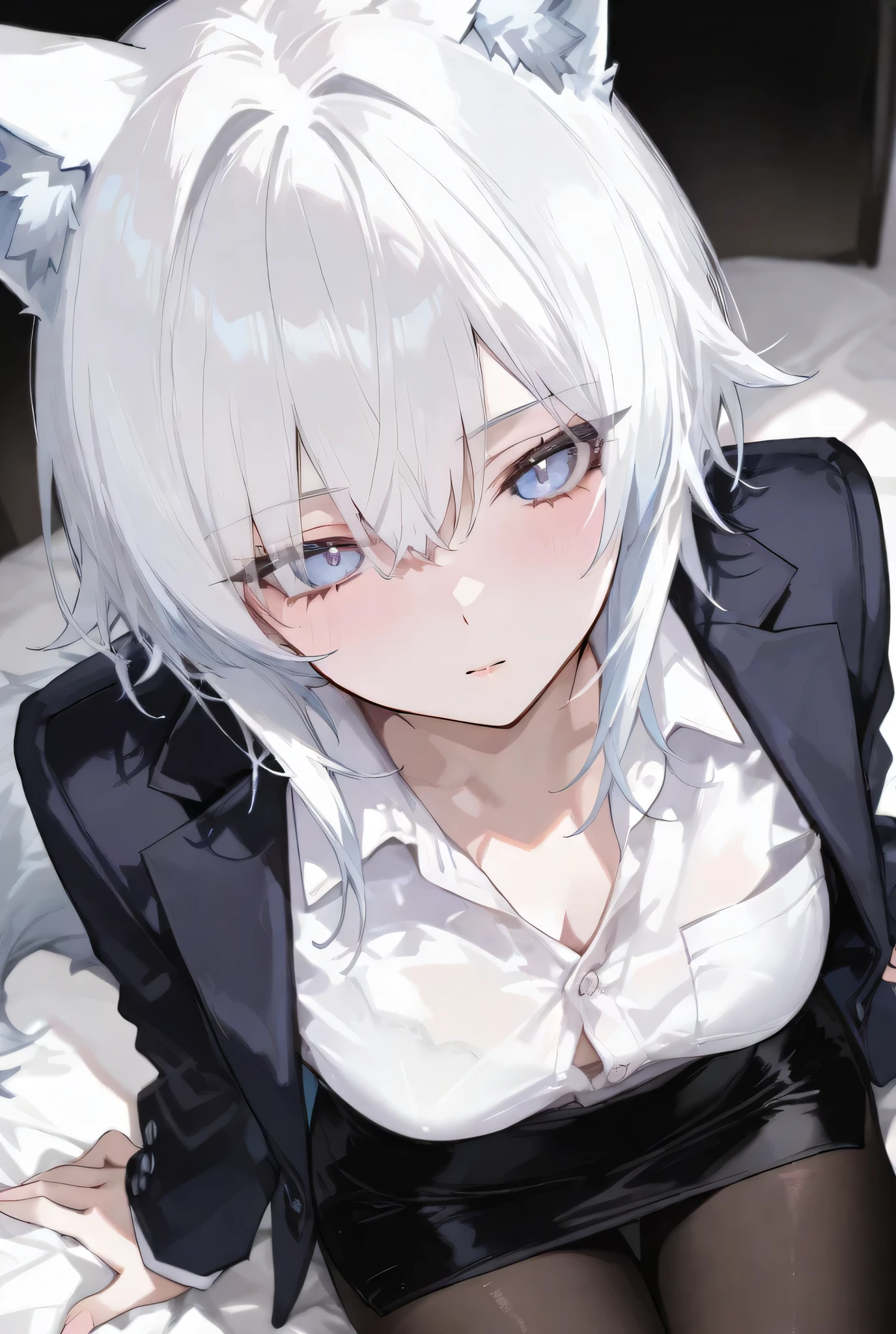 Masterpiece, best quality, beautiful girl, beautiful face, adult, black suit, white shirt,