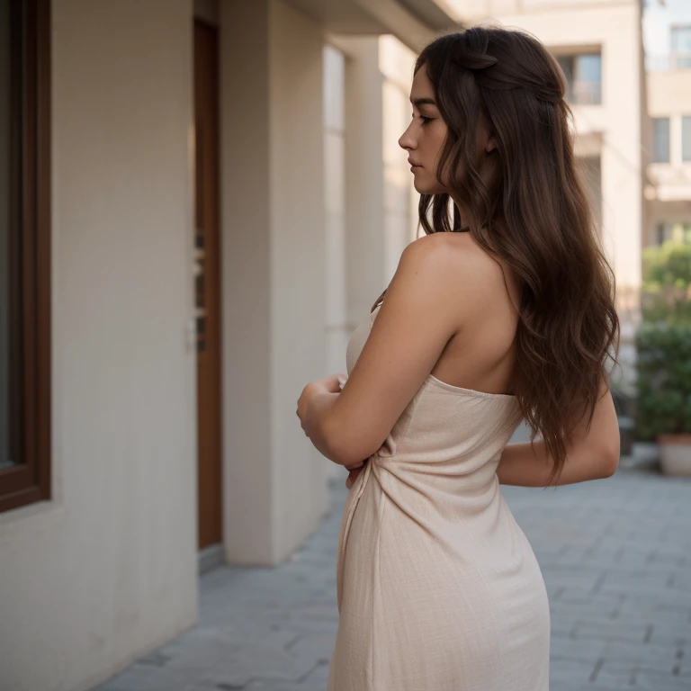 Create a very realistic and beautiful model with the following detailed features: Gender: Female, Age: Young adult (approximately 20-25 years old), Hair: Long, wavy and reddish with a natural shine, gently cascading around the shoulders and back back. . . . . . . . . . , Eyes: Bright green with a captivating, slightly almond-shaped look, detailed with natural highlights, Skin: Fair complexion with a light texture, including natural freckles on the nose and cheeks, giving a youthful and vibrant appearance: Fair complexion with a light texture, including natural freckles on the nose and cheeks, giving a youthful and lively appearance, Face: with a smooth and natural contour, soft, full lips with a slight pinkish tint and a slightly delicate upturned nose, Expression : a sweet face, with a touch of mischief, which transmits warmth and approachability, Clothing: a fluid dress, bright color, Context: the model is in an elegant street, with flowers,
Pose: A relaxed, confident posture, arms slightly at the sides of the body or face facing the camera. open legs, pussy, extremely hyper aesthetic, Unsplash, Neoclassicism, Intricate background, Best quality, hyper detailed, Gratty Sita, 64K, Light design