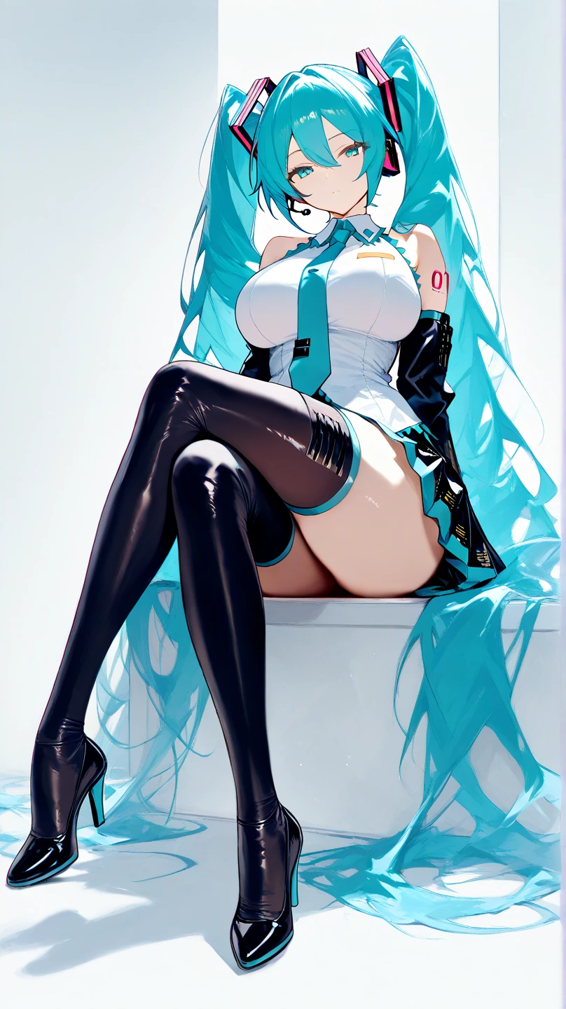(1 Girl),(high quality), (High resolution), (Very detailed), (8k),(Demolition paperback correct)、Urusei Yatsura、Ram-chan、((Sexy Lingerie))、Wearing a blazer、((Focus on the whole body))、Nipple Shape、((Black knee-high stockings))、Hair messed up by the strong wind、Neutral White Lighting,Sexy pose、On both knees
