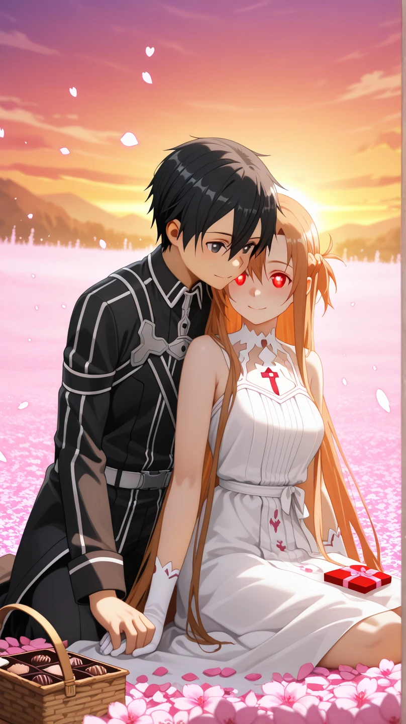 Kirito and Asuna black Wedding dress Two people standing in the wedding hall kissing mouth to mouth Super huge big breasts breast enlargement illustration, ultra-detailed, HDR, vibrant colrs, soft lighting official art