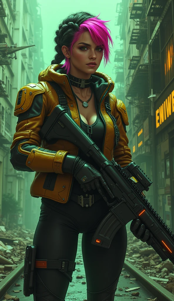 cyberpunk ginger vixen at central plaza of post apocalyptic city, Light field photography, wide angle lens f/2.8, ultra insane high resolution intricate textures, texture indentation, 32k raw professional photo, perfect perspective, perfect geometry, ultra insane ambient lighting, ultra insane ambient shadows, luminism, ultra detailed busy background, bouncing lighting, tessellation, maximalism, IPA Award wining masterpiece, art by Afremov, Kashin, Aenami, Jeremy Mann