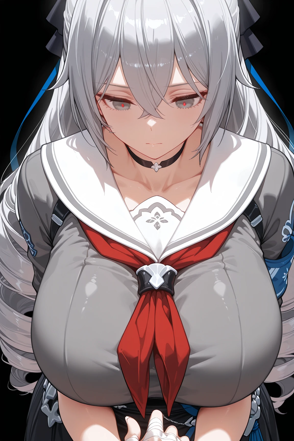 anime girl in a bikini,huge breasts, lying,anime style