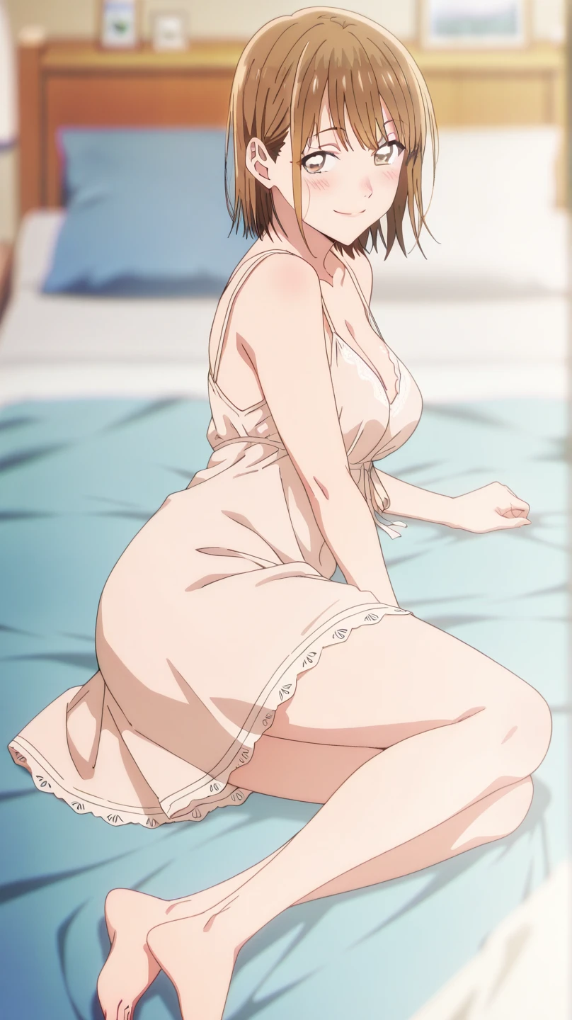 anime style, best quality, high quality, detailed face, detailed eyes,
(white background, solid white background), dakimakura,
(on back, laying, full body), Looking at Viewer,
Kiri Izumi, solo, solo focus, blond hair, side ponytail, hair butterfly ornament, large breasts,
pink bikini, cleavage, navel, smile,