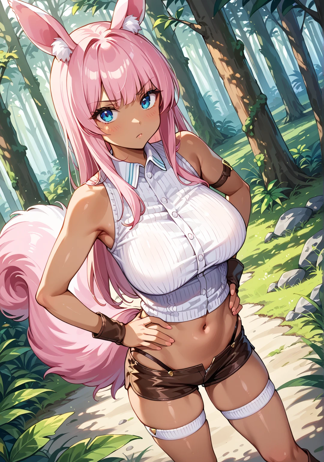 Nino Nakano,pose sexy,futuristic clothing,forest, white light bikini girl, camel toe,