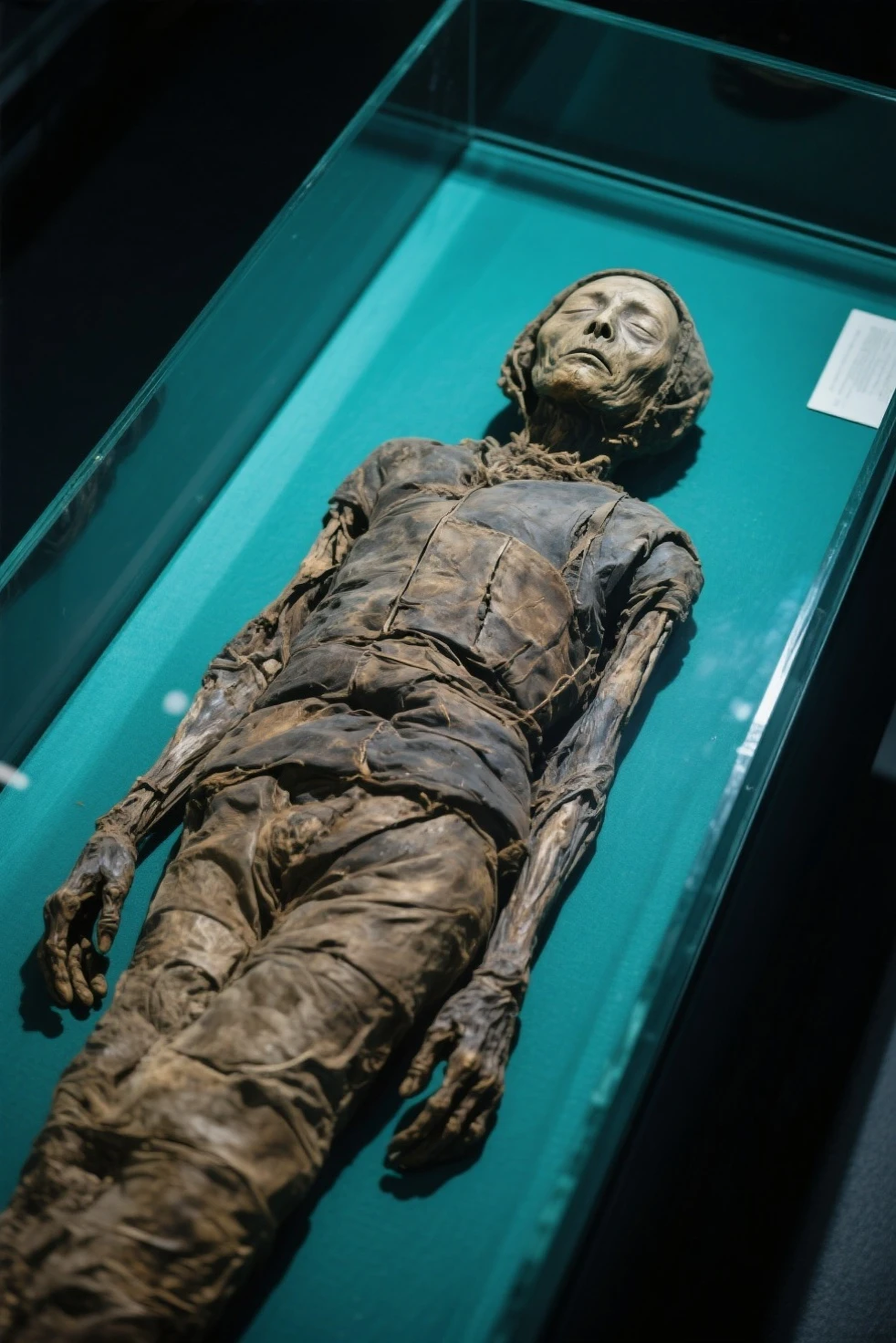 There is a mummy of an alien with a clock on a bed, tall skeletal figure, figura alongada, imagem detalhada, skeletal male figure, 165 cm de altura, 155 cm de altura, o outro, a skeletal figure, esqueleto de outro mundo, alien, fino, anthropomorphic female, figura de pele cheia, alien figure , perfect alien female specimen, figura esbelta