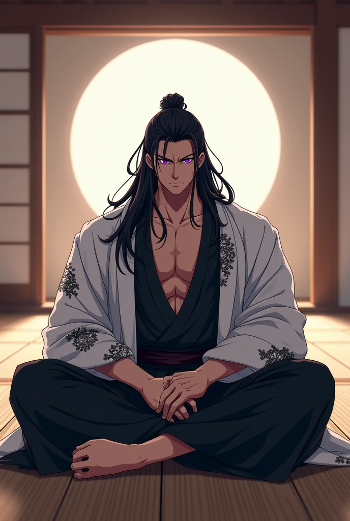 anime image of a man sitting on the floor, hijikata toushirou of gintama, okita sougo, sougo okita, flowing hair and long robes, handsome guy in demon slayer art, from kenshin, inspired by Kanō Sansetsu, inspired by Gatōken Shunshi