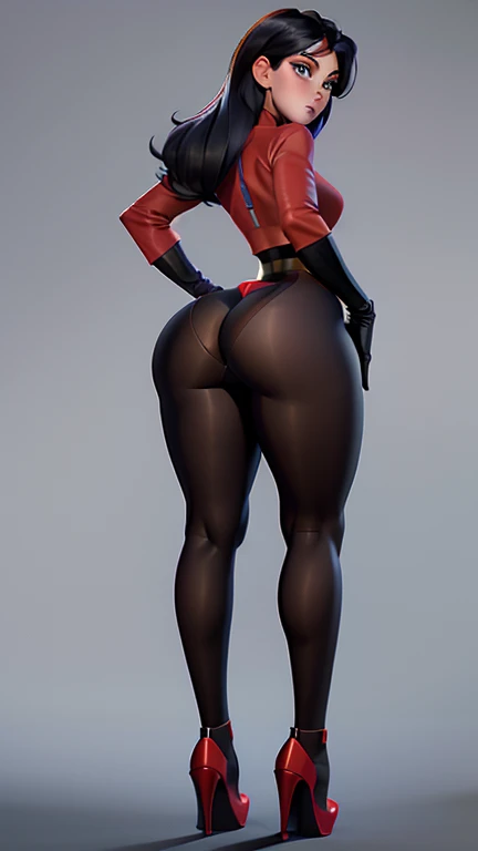 Female superheroes,Red tights,Black boots,Back,standing on your feet,The legs are long,Focus on the butt,The butt is round,8K