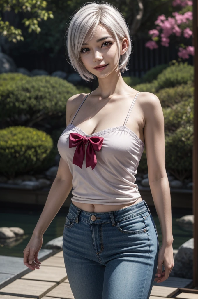 1girl, franja, ombros apertados, Corpo de Loli, Menina de 14 anos, blonde hair, short hair, olhos verde, seios, clivagem, decote querido, boca fechada, Eyebrows visible in the hair, seios pequenos, Olhando para o Viewer, sorrir, tenso, Standing, micro biquini 1.6 vermelho, visualizador frontal mostrando seios, Ultra HD | |, Imagem 4k, glasses