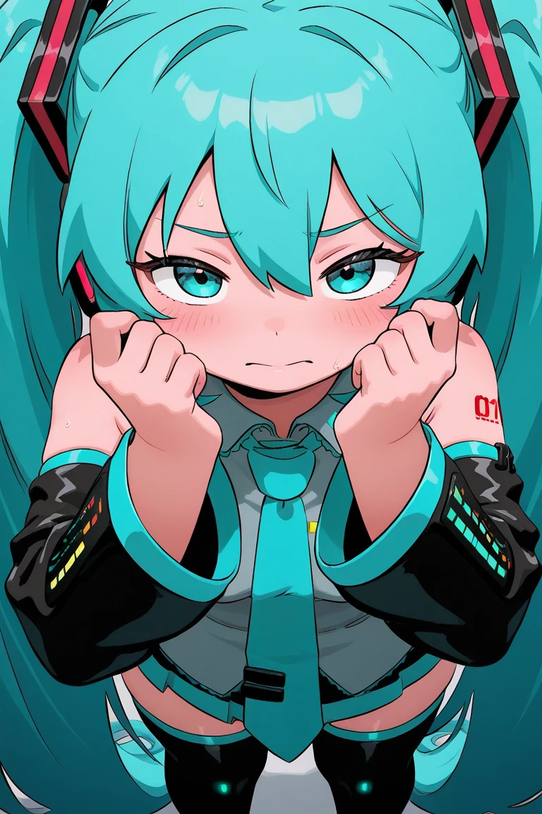 Hatsune Miku, samurai , weilding sword, angry