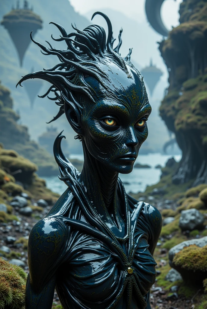Beautiful cinematic impressionistic picture, dark eerie horror, something out of this world, alien robot girl, in the style of pino daeni, charlie bowett, albert joseph penaud, ray caesar, tetsuya ishida. zdzislaw beksinski. perfect composition, beautiful detailed insanely detailed octane render, art station trends, 8k art photography, photorealistic concept art, software natural volumetric cinematic ideal light, chiaroscuro.