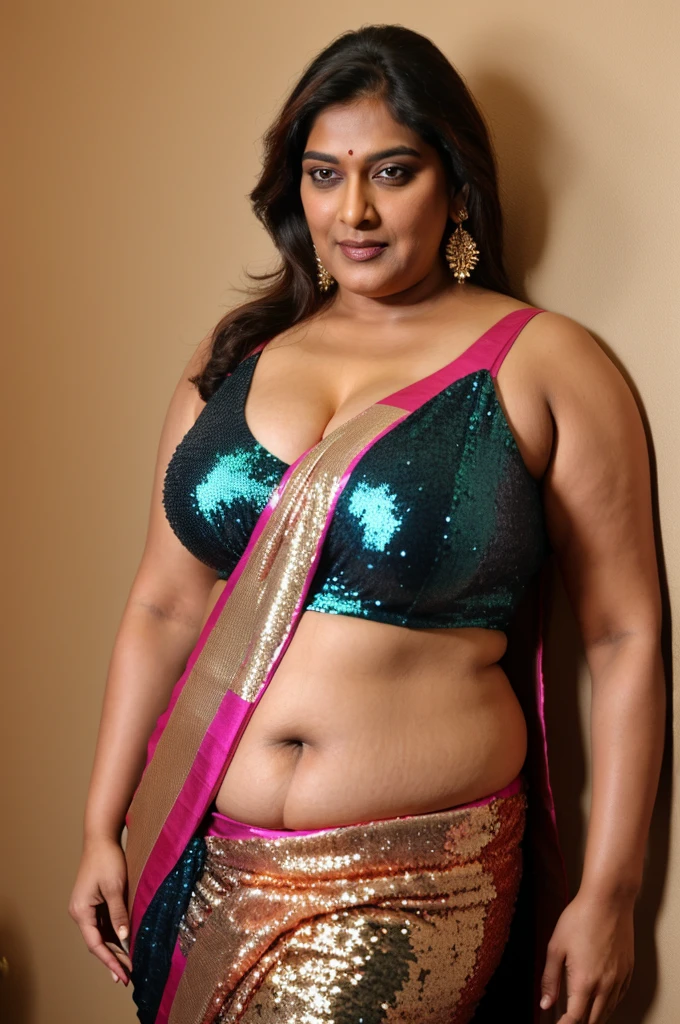 Sexy fat plus size indian bhabhi, 60 years old Woman, big Indian mommy, horny mommy, hot Amma, big Indian aunty bhabhi, wide body , heavy figure, sleeveless blouse, desi hot aunty, looks like Daisy Shah, wearing sleeveless saree blouse, sexy sequin saree, bold saree fashion, bong saree fashion, bold hot photoshoot, sexy sequin saree, she has fleshy arms and fat wide belly, sexy armpits, showing her attractive fleshy figure, high quality skin, skin pores, skin texture, deep juicy navel, sexy navel folds, fleshy figure, jiggly belly, hyper realistic skin, RAW Foto, thick juicy figure,