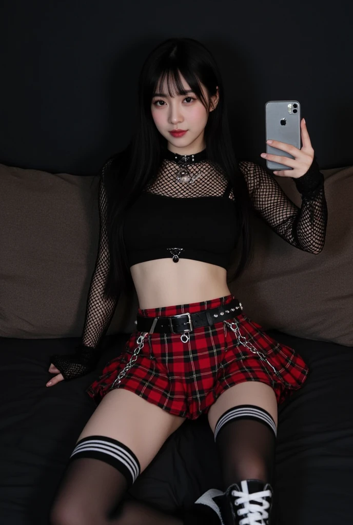 (high quality), (SFW), (vertical split screen:1.6), (Various scans:1.5), A naughty mature prostitute girl and numerous Korean adult uncles having fun using a smartphone chat app, The girl has colorful dyed hair and pretty face makeup, Feminine dress and stockings, Sitting on bed wearing strappy high heels and chatting with men online., Her smartphone display shows a number of adult Korean men.., who asked a girl to chat?., Chat language is English., The man is waiting for her answer, Each pop-up window was shown., chat history, Online Profiles and Photos, And the man is asking her to chat on the smartphone screen.. He and she take turns messaging on a chat app., her time is night,