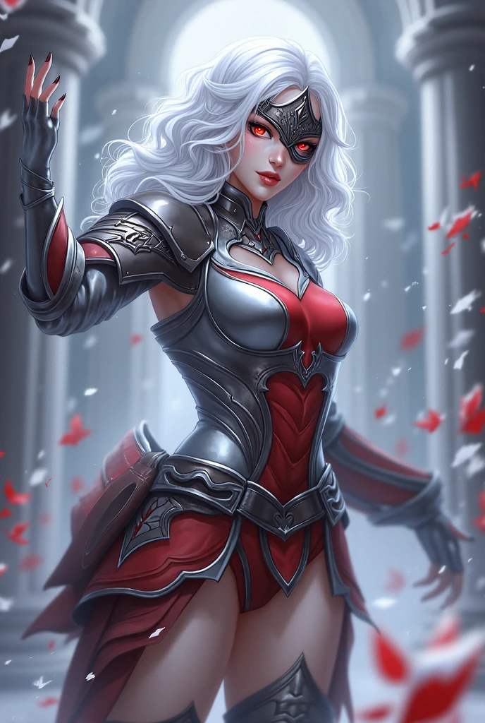 (masterpiece, best quality) 1girlsolo (the empress:1.15) platinum blonde, long hair (red cape) curtain, armored dress, queen dress, aurora (sunshine, sky, river, forest) expressionless, red eyes, very long hair (art nouveau:1.2) alphonse mucha, tiara (face focus, upper body) sit (red throne:1.12) crossing legs, highly intricate details, realistic light, smile