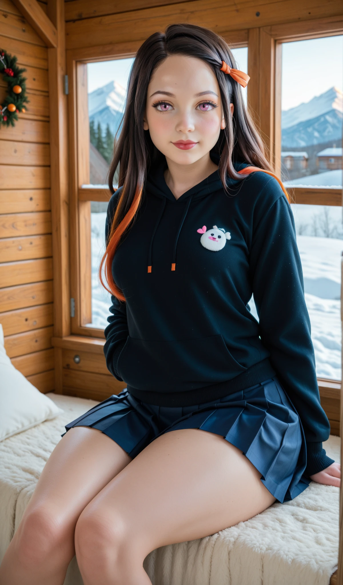 1 female, Overweight, extremely fat, Chubby, kigurumi, mini skirt, panty_shot, Leg spread, Japanese, 4K, High resolution, masterpiece, highest quality, fine skin, sharp focus, (cinematic lighting)