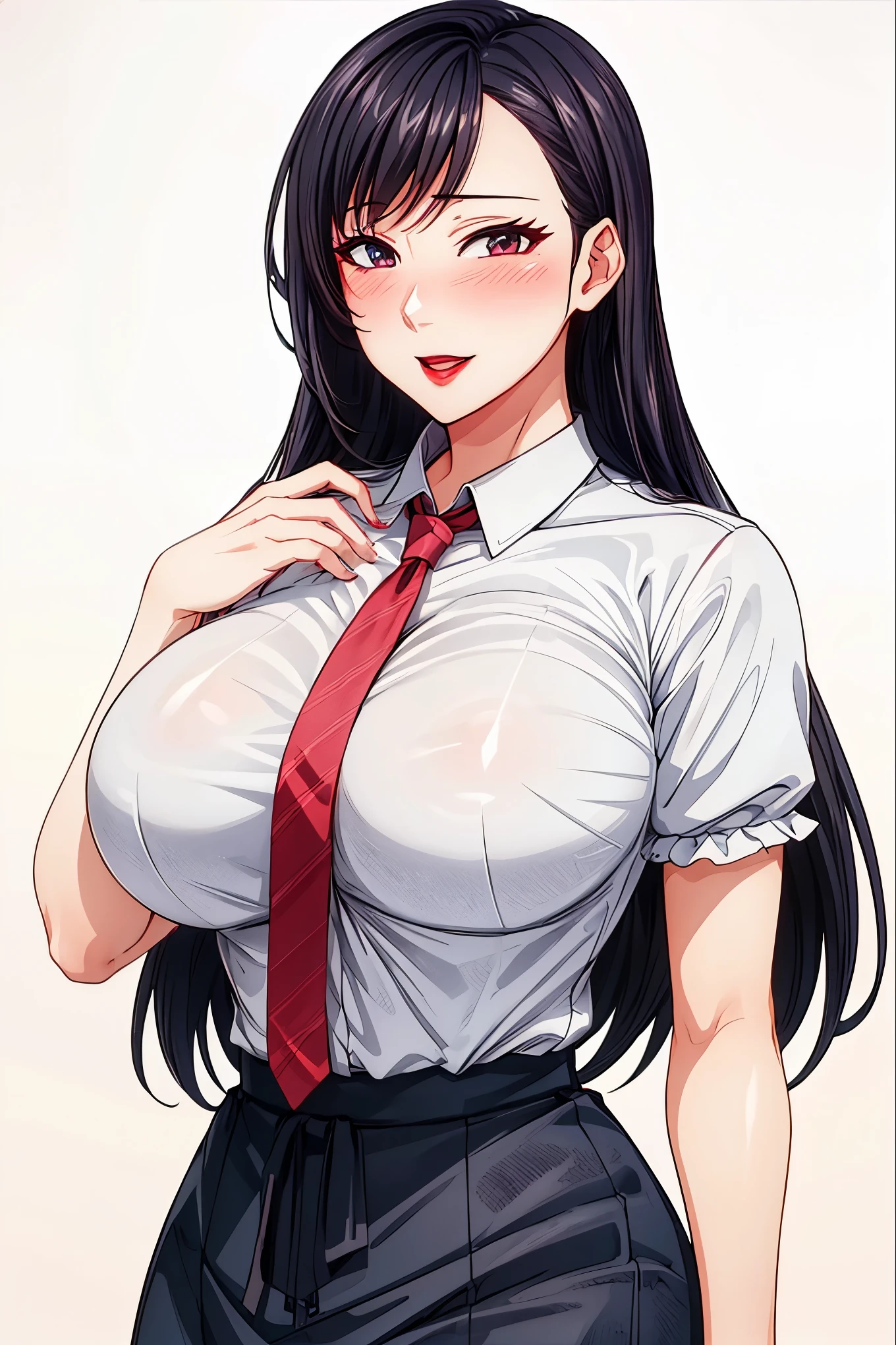 ultra realistic 8k cg, masterpiece, ((ultra detailed background, delicate pattern, intricate detail)), (highly detailed, fine details), best quality, 1girl, (photorealistic:1.4),beautiful lighting,  absurdres, RAW photo, film grain, ((medium breasts, slim girl)), 1girl, MeiMei, solo, long hair, braid, dress, hair over one eye, smile, long sleeves, braided bangs, black dress, braided ponytail, white hair, puffy sleeves, holding, turtleneck dress, makeup, grey hair, red lips, one eye covered, lipstick, parted lips, single braid, (complex detailed background, outside, urban environment),