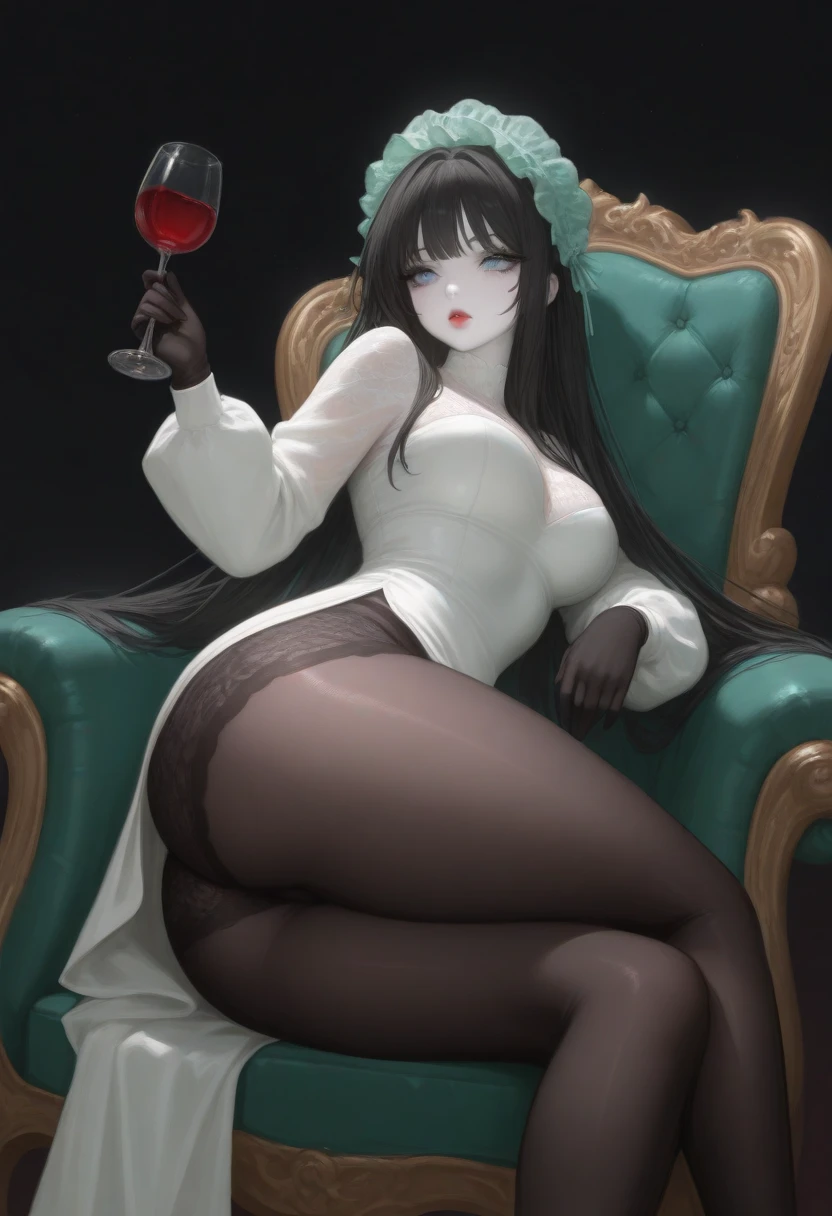 masterpiece, best quality, ultra detailed 8k, beautiful woman, (black long hair), 30 years old, black eyes, smile, small breasts, flat chest, wide hip, (holding a wine glass and a wine bottle),
BREAK
(playboy bunny, black leotard, (black tights), bunny ears hairband, high heels), (at luxury lounge, luxury furniture)
